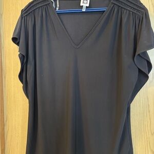 Anne Klein Black V-Neck Blouse